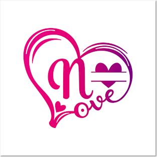 letter n monogram in the shape of love Posters and Art